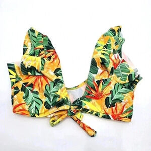 Yellow Ruffle Padded‎ Pullover Style Bikini Top Swimwear XL Extra Large